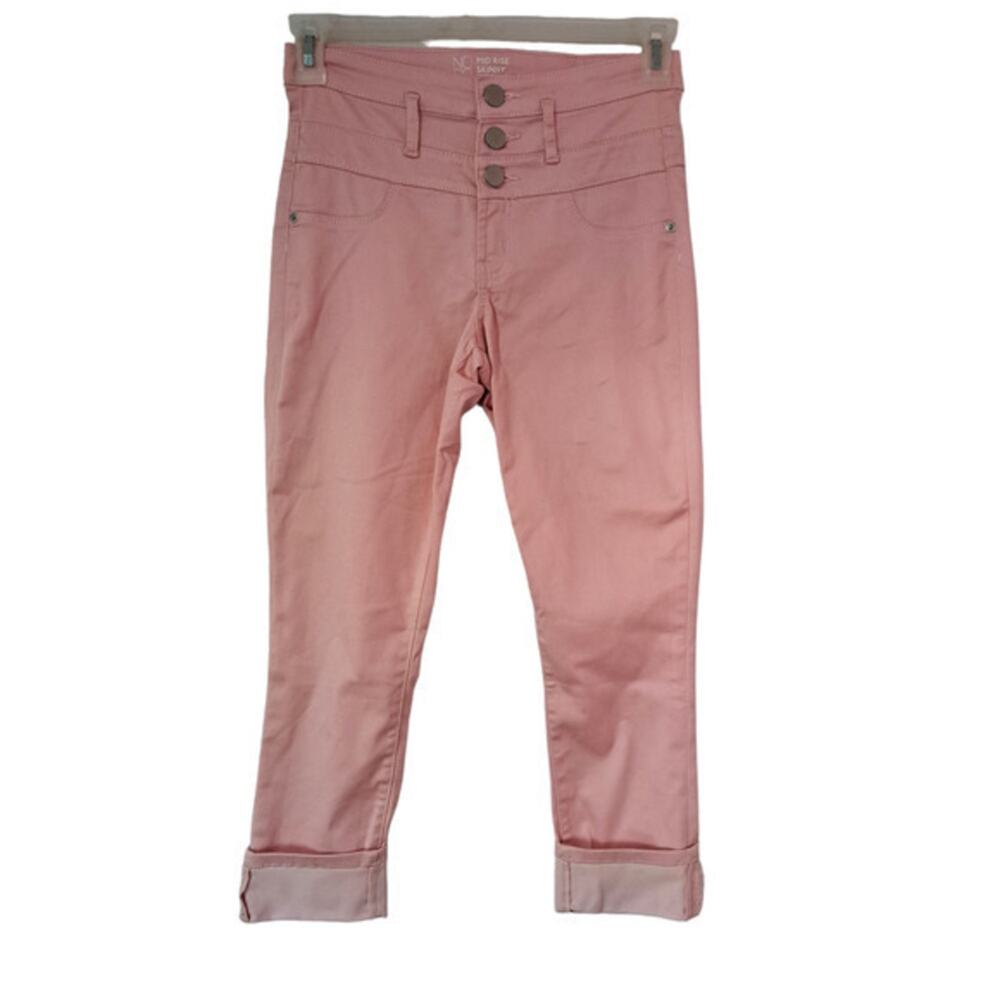 No Boundaries Womens High waisted Mid rise Button Front Ankle Jeans Pink Size 7‎